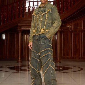 Concert Outfit Raw Edge Distressed Denim Jacket