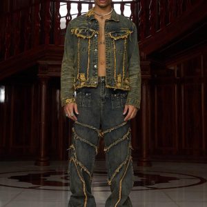 Concert Outfit Raw Edge Distressed Denim Jacket