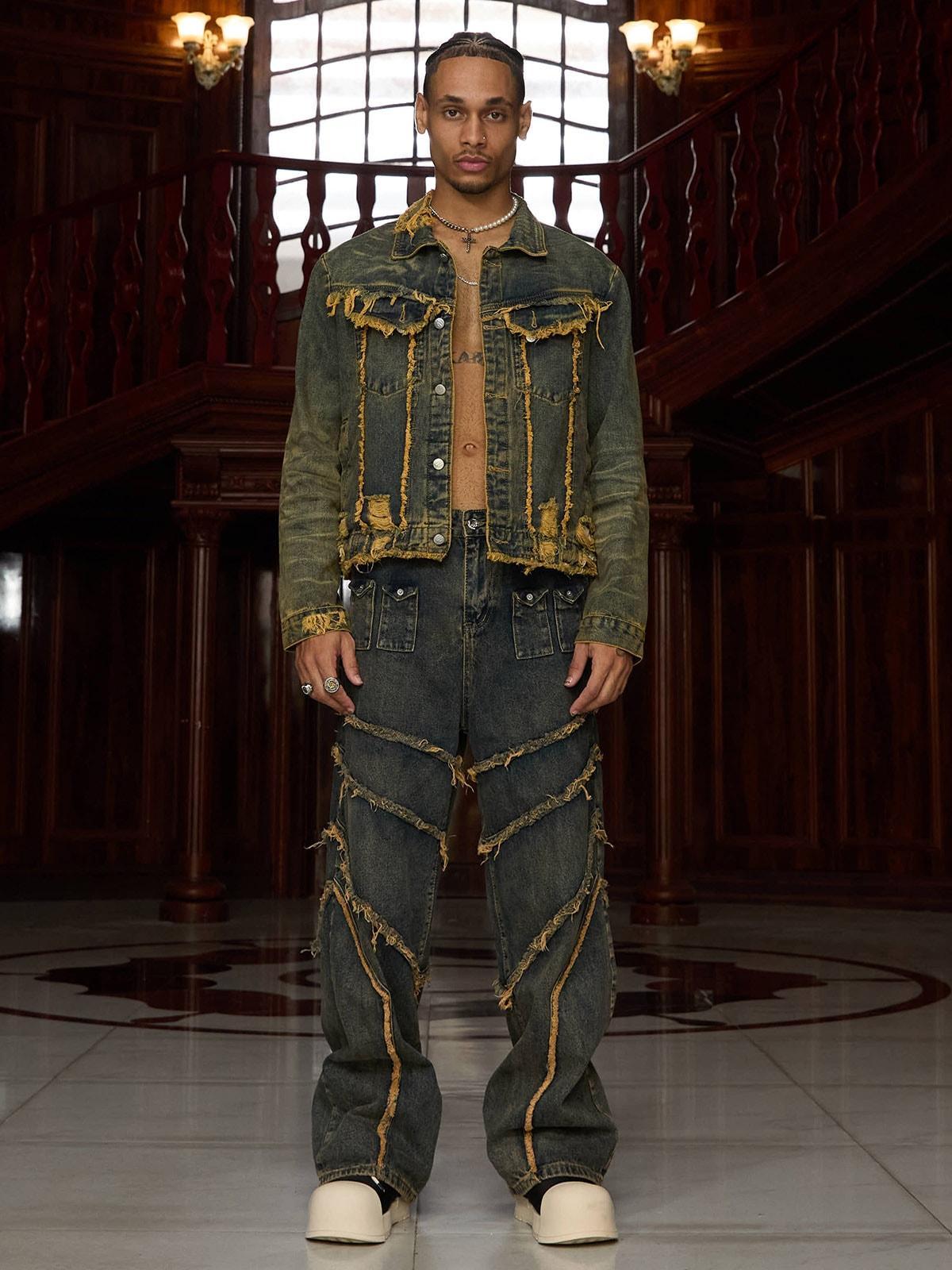 Concert Outfit Raw Edge Distressed Denim Jacket Concert Outfit Raw Edge Distressed Denim Jacket