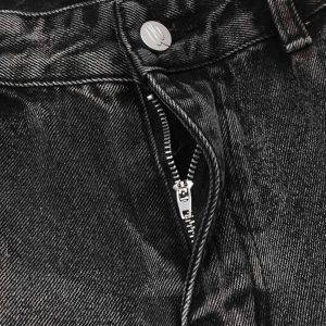 Concert Outfit Raw Edge Patch Straight Jeans