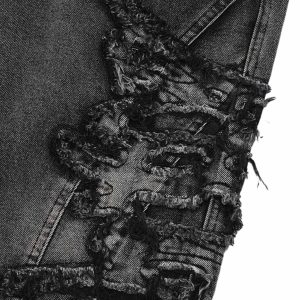 Concert Outfit Raw Edge Patch Straight Jeans