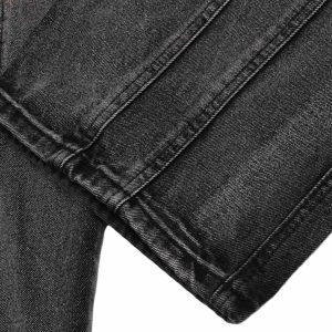 Concert Outfit Raw Edge Patch Straight Jeans