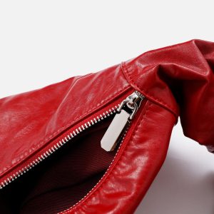 Concert Outfit Red Faux Leather Diagonal Bag