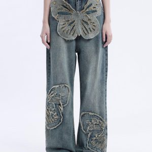 Concert Outfit Removable Butterfly Loose Jeans