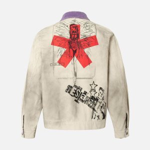 Concert Outfit Retro Badge Dirty Dye Detroit Jacket