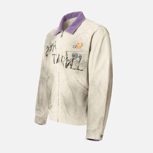 Concert Outfit Retro Badge Dirty Dye Detroit Jacket