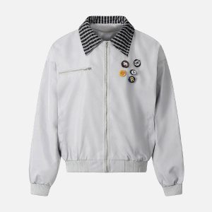 Concert Outfit Retro Badge Stitching Work Jacket