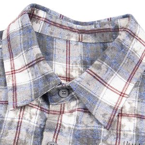 Concert Outfit Retro Cleanfit Patch Embroidered Plaid Shirt