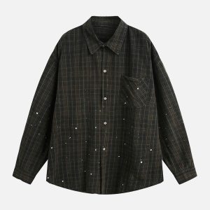 Concert Outfit Retro Cleanfit Plaid Shirt