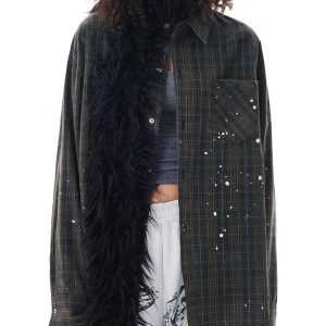 Concert Outfit Retro Cleanfit Plaid Shirt