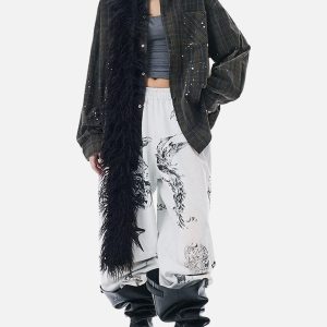 Concert Outfit Retro Cleanfit Plaid Shirt