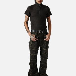 Concert Outfit Retro Cleanfit Quarter Zip- Up T-Shirt