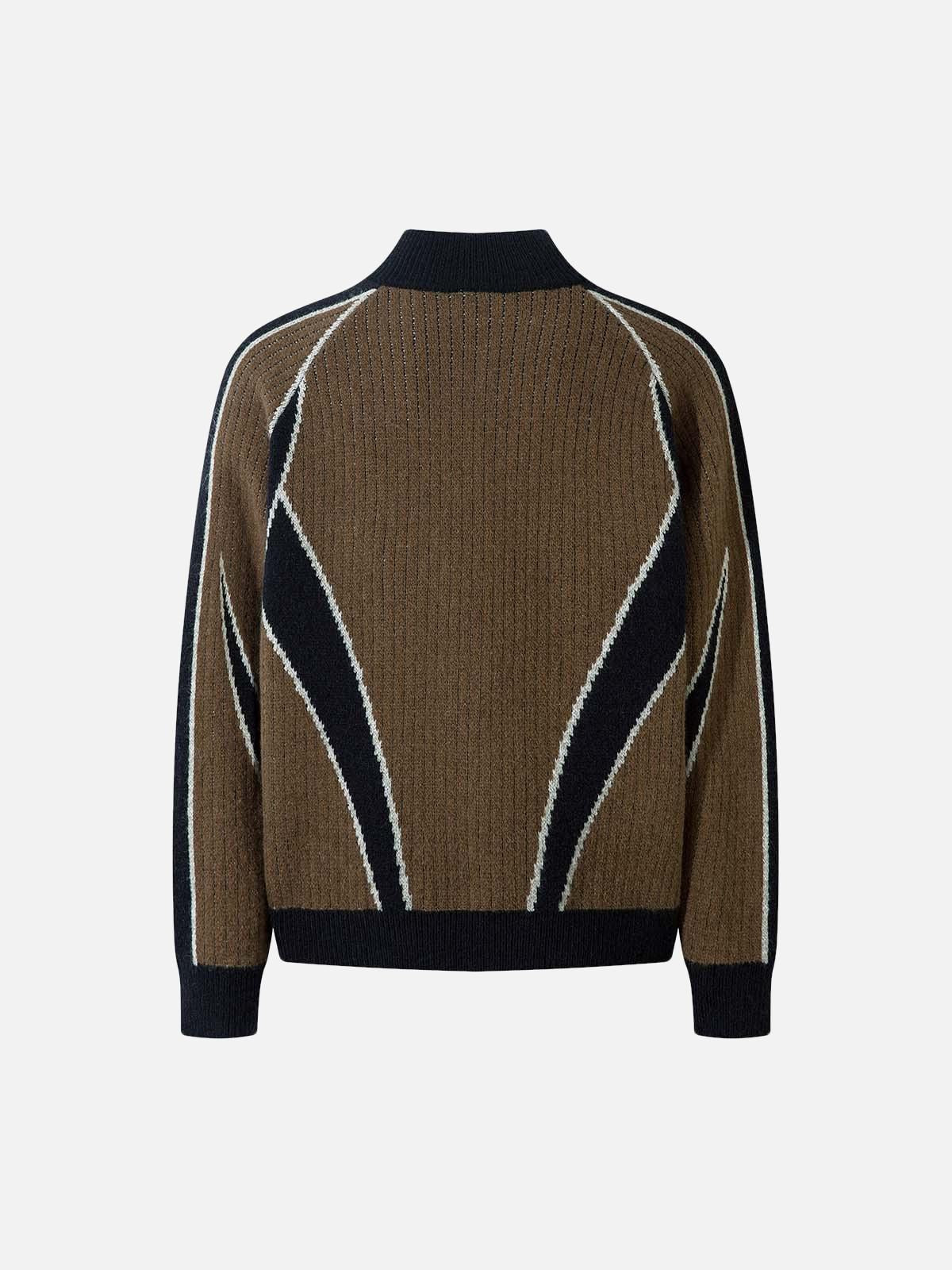 Concert Outfit Retro Contrast Color Cardigan Knitted Sweater Concert Outfit Retro Contrast Color Cardigan Knitted Sweater