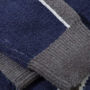 Concert Outfit Retro Contrast Color Cardigan Knitted Sweater