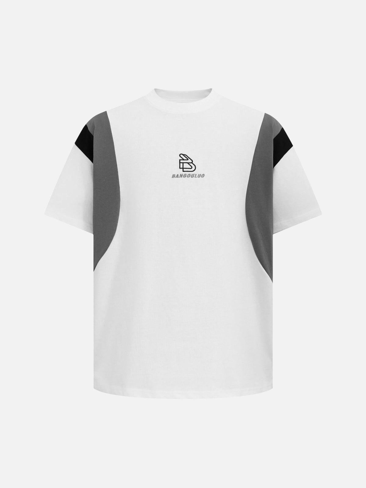 Concert Outfit Retro Contrast Color Stitching Embroidered Letter Jersey T-Shirt Concert Outfit Retro Contrast Color Stitching Embroidered Letter Jersey T-Shirt