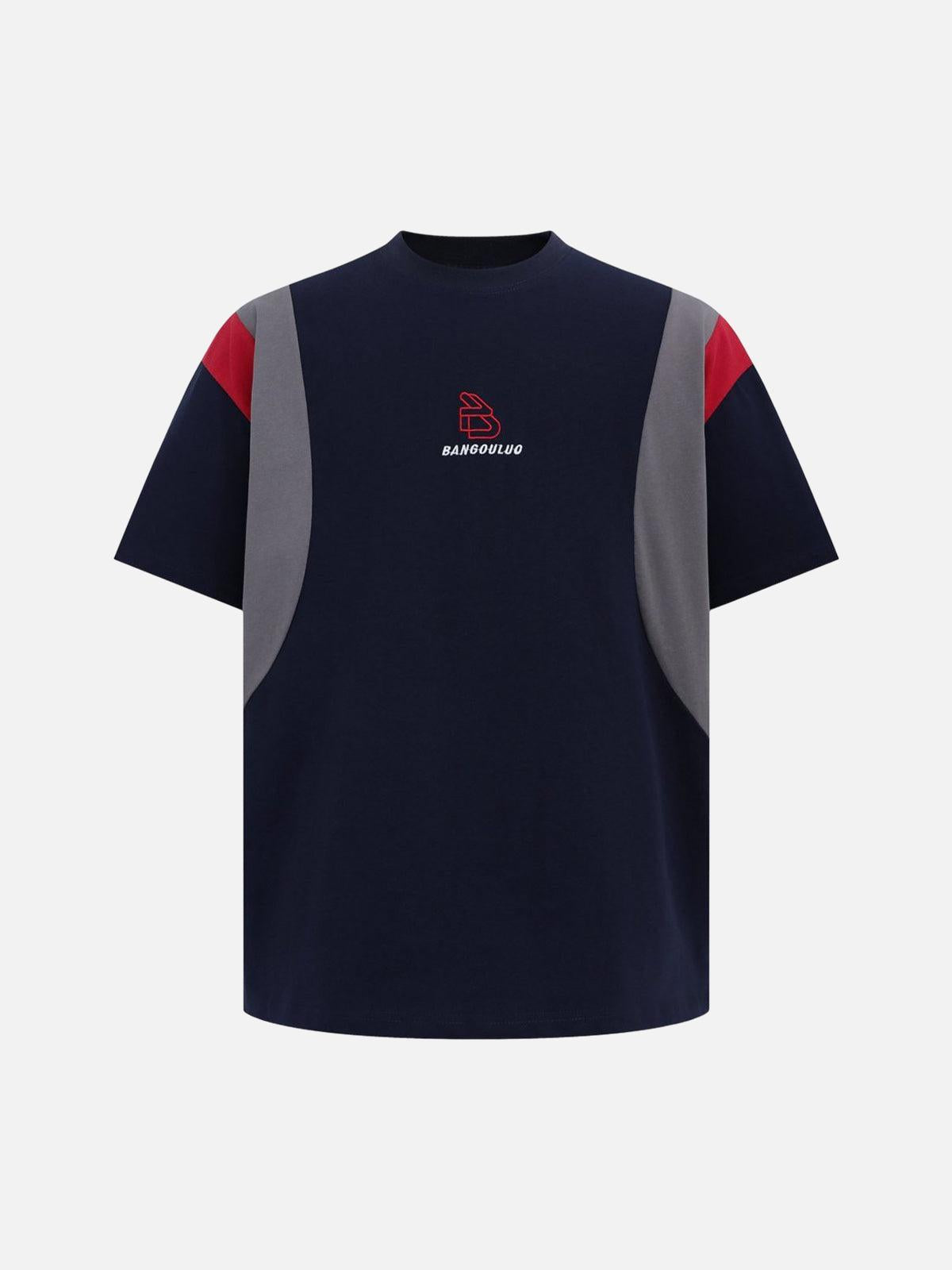 Concert Outfit Retro Contrast Color Stitching Embroidered Letter Jersey T-Shirt Concert Outfit Retro Contrast Color Stitching Embroidered Letter Jersey T-Shirt