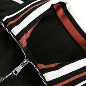 Concert Outfit Retro Contrast Color Stitching Jersey Jacket