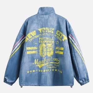Concert Outfit Retro Contrast Suede Track Jacket