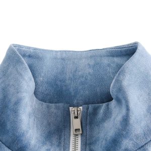 Concert Outfit Retro Contrast Suede Track Jacket