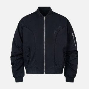 Concert Outfit Retro Deconstructed Bomber Jacket