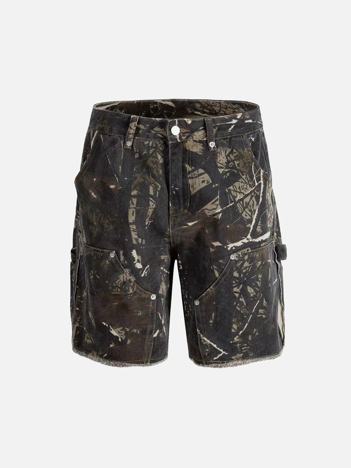 Concert Outfit Retro Distressed Camouflage Workwear Hip-Hop Shorts Concert Outfit Retro Distressed Camouflage Workwear Hip-Hop Shorts