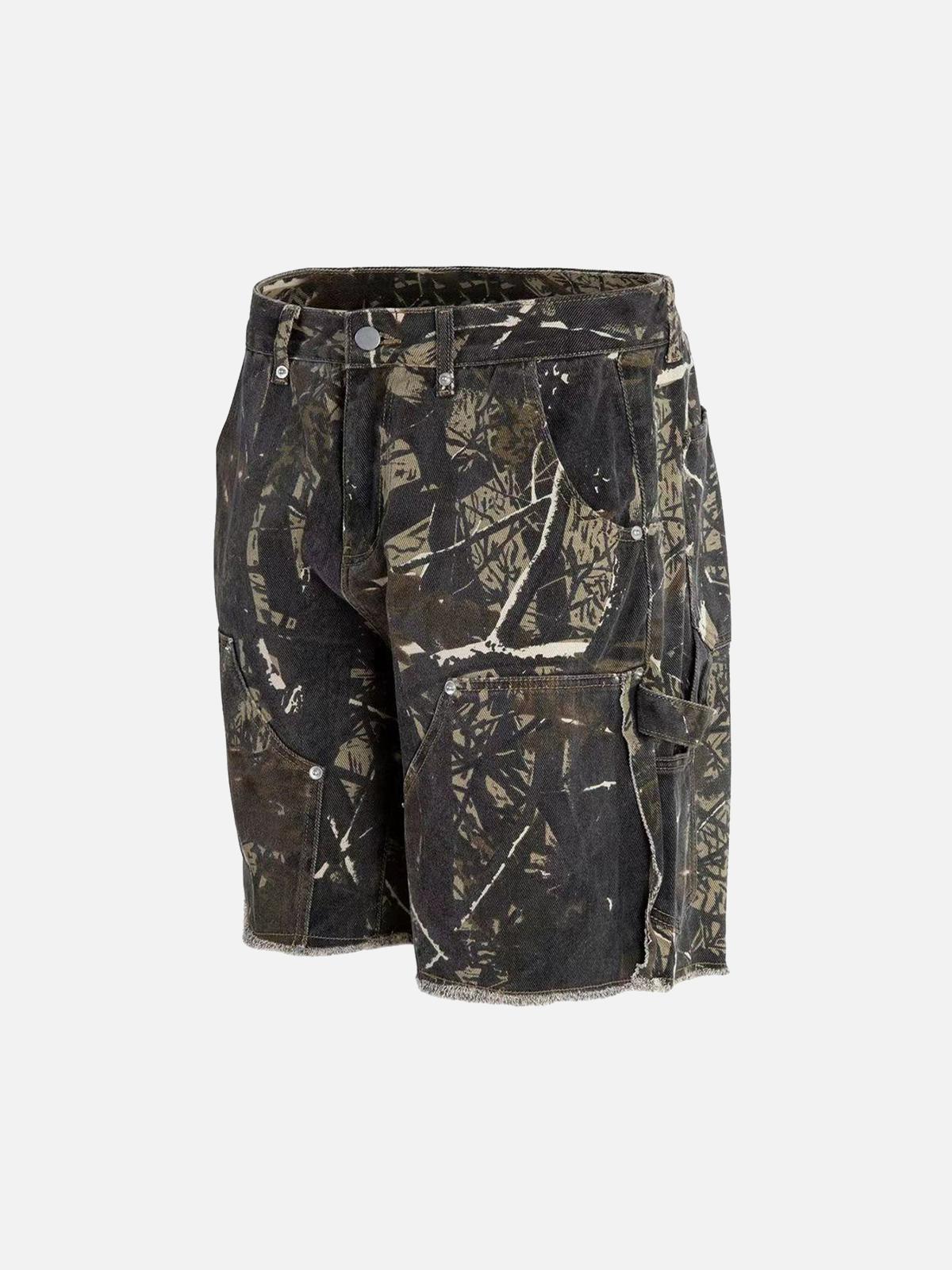 Concert Outfit Retro Distressed Camouflage Workwear Hip-Hop Shorts Concert Outfit Retro Distressed Camouflage Workwear Hip-Hop Shorts