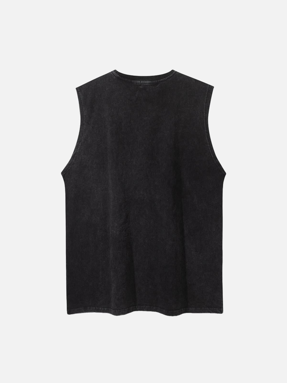 Concert Outfit Retro Distressed Character Print Street Rap Vest Concert Outfit Retro Distressed Character Print Street Rap Vest