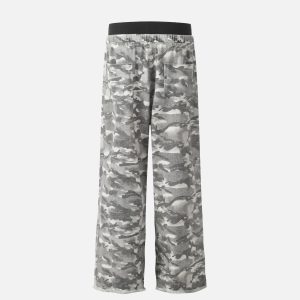 Concert Outfit Retro Fake Two-Piece Camouflage Pants