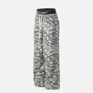 Concert Outfit Retro Fake Two-Piece Camouflage Pants