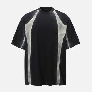 Concert Outfit Retro Functional Patchwork Dirty Dyed T-Shirt