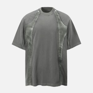 Concert Outfit Retro Functional Patchwork Dirty Dyed T-Shirt