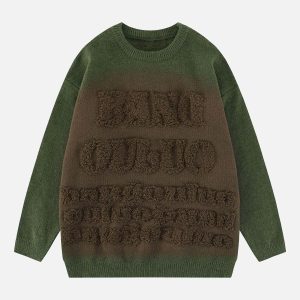 Concert Outfit Retro Gradient Crewneck Sweater