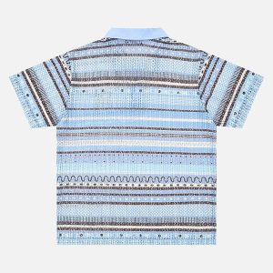 Concert Outfit Retro Gradient Striped Hollow POLO Shirt