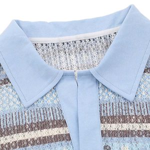 Concert Outfit Retro Gradient Striped Hollow POLO Shirt