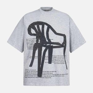 Concert Outfit Retro Graffiti Chair Lettering T-Shirt