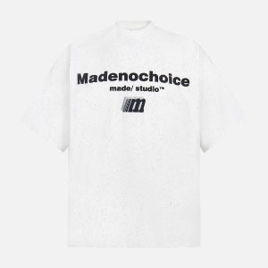 Concert Outfit Retro Heavy Starry Sky Print Font Design Short-Sleeved T-Shirt