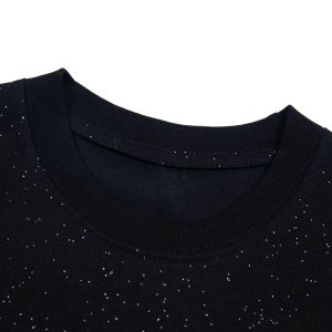 Concert Outfit Retro Heavy Starry Sky Print Font Design Short-Sleeved T-Shirt