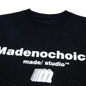 Concert Outfit Retro Heavy Starry Sky Print Font Design Short-Sleeved T-Shirt