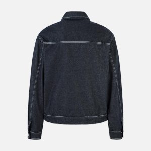 Concert Outfit Retro Heavy Washed Contrast Color Denim Jacket