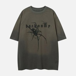 Concert Outfit Retro High Street Spider Pattern Foam T-Shirt