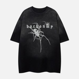 Concert Outfit Retro High Street Spider Pattern Foam T-Shirt