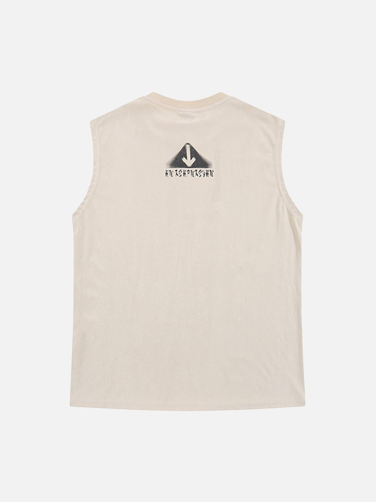 Concert Outfit Retro Hip Hop Abstract Letter Print Vests Concert Outfit Retro Hip Hop Abstract Letter Print Vests