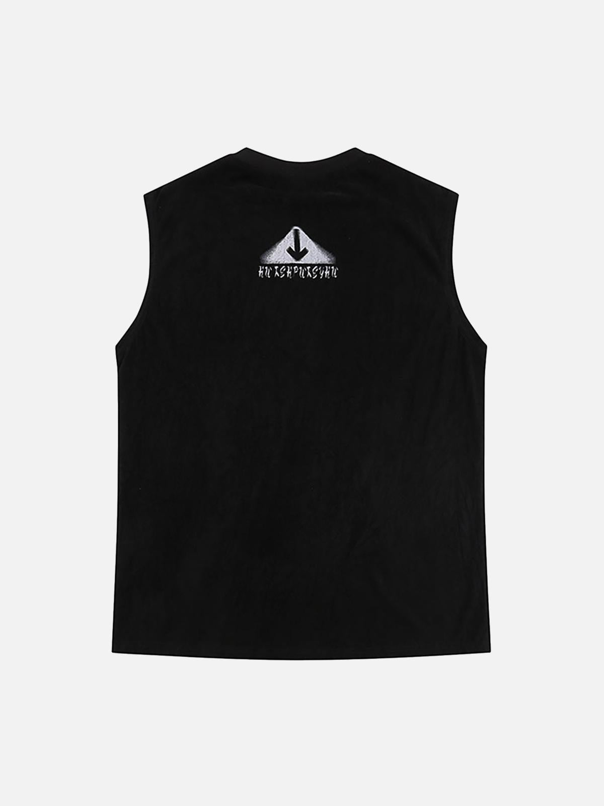 Concert Outfit Retro Hip Hop Abstract Letter Print Vests Concert Outfit Retro Hip Hop Abstract Letter Print Vests