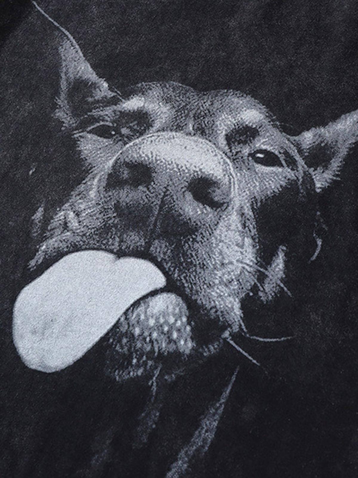 Concert Outfit Retro Hip-Hop Doberman Print T-Shirt Concert Outfit Retro Hip-Hop Doberman Print T-Shirt