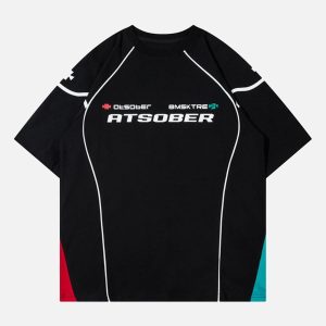 Concert Outfit Retro Hip-Hop Line Basketball T-Shirt