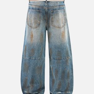 Concert Outfit Retro Ink-Splashed Ripped Jeans