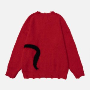 Concert Outfit Retro Lazy Cat Sweater