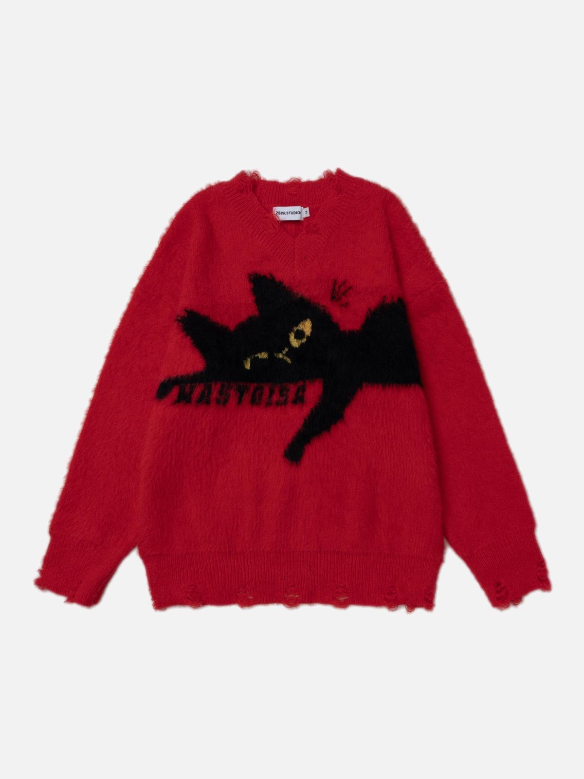 Concert Outfit Retro Lazy Cat Sweater Concert Outfit Retro Lazy Cat Sweater