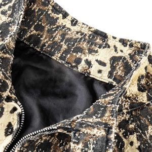 Concert Outfit Retro Leopard Printed Denim Jacket