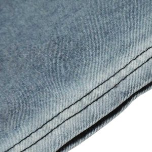 Concert Outfit Retro Letter Embroidery Contrast Denim T-Shirt